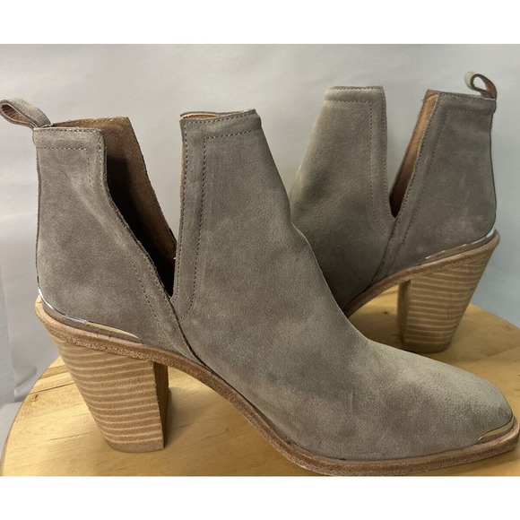 Jeffrey Campbell Cromwell Western Ankle Boots Beige Suede Square Toe Women's 11 - Picture 5 of 9